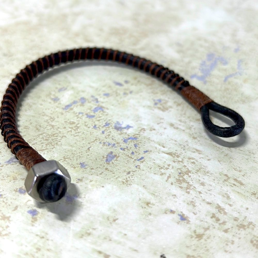 7#11 Leather Handcrafted Bracelet 7” - Picture 4 of 5